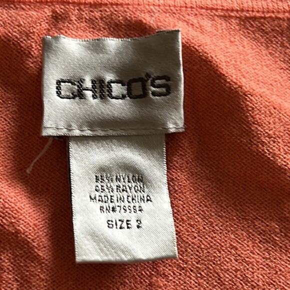 Chico’s 2 Peach Sleeveless Sweater Top Woman Size 12 Lightweight - Picture 4 of 7